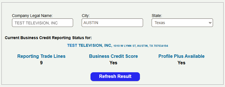 Scan Part 1, Business Credit Status dashboard showing Experian data and credit profile